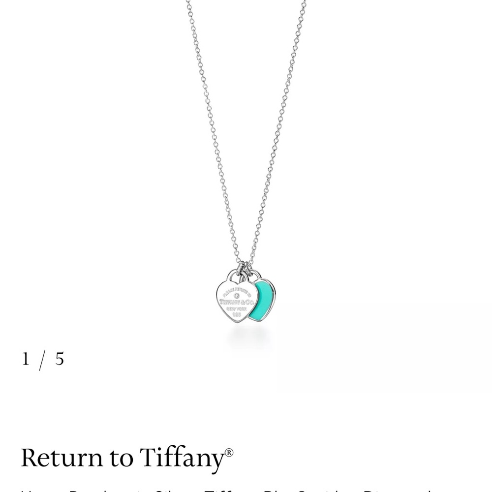 Tiffany & Co. Sterling Double Heart Pendant Necklace in Tiffany Blue